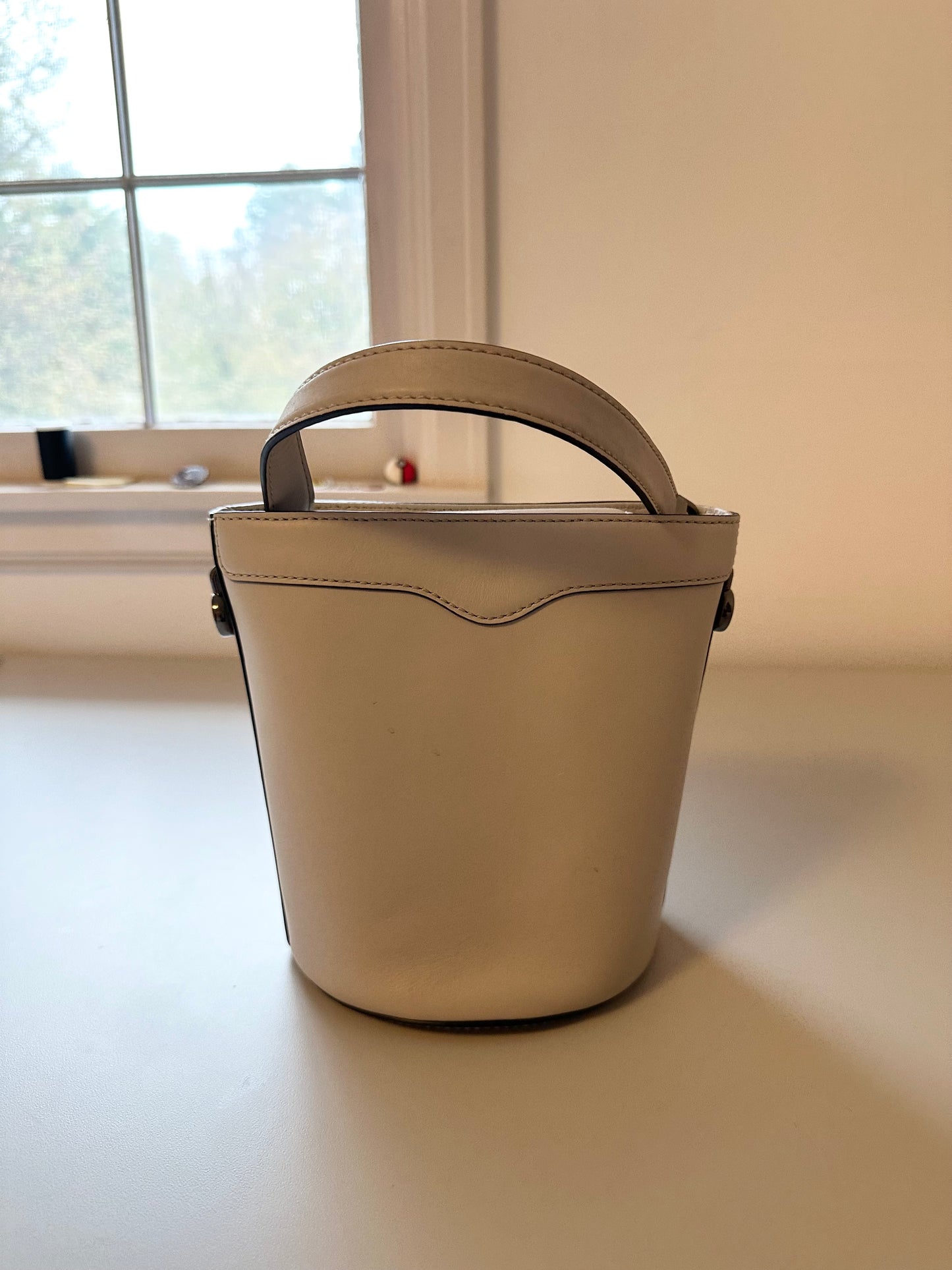 Rebecca Minkoff Cream Kate Small Bucket Bag in Putty Leather