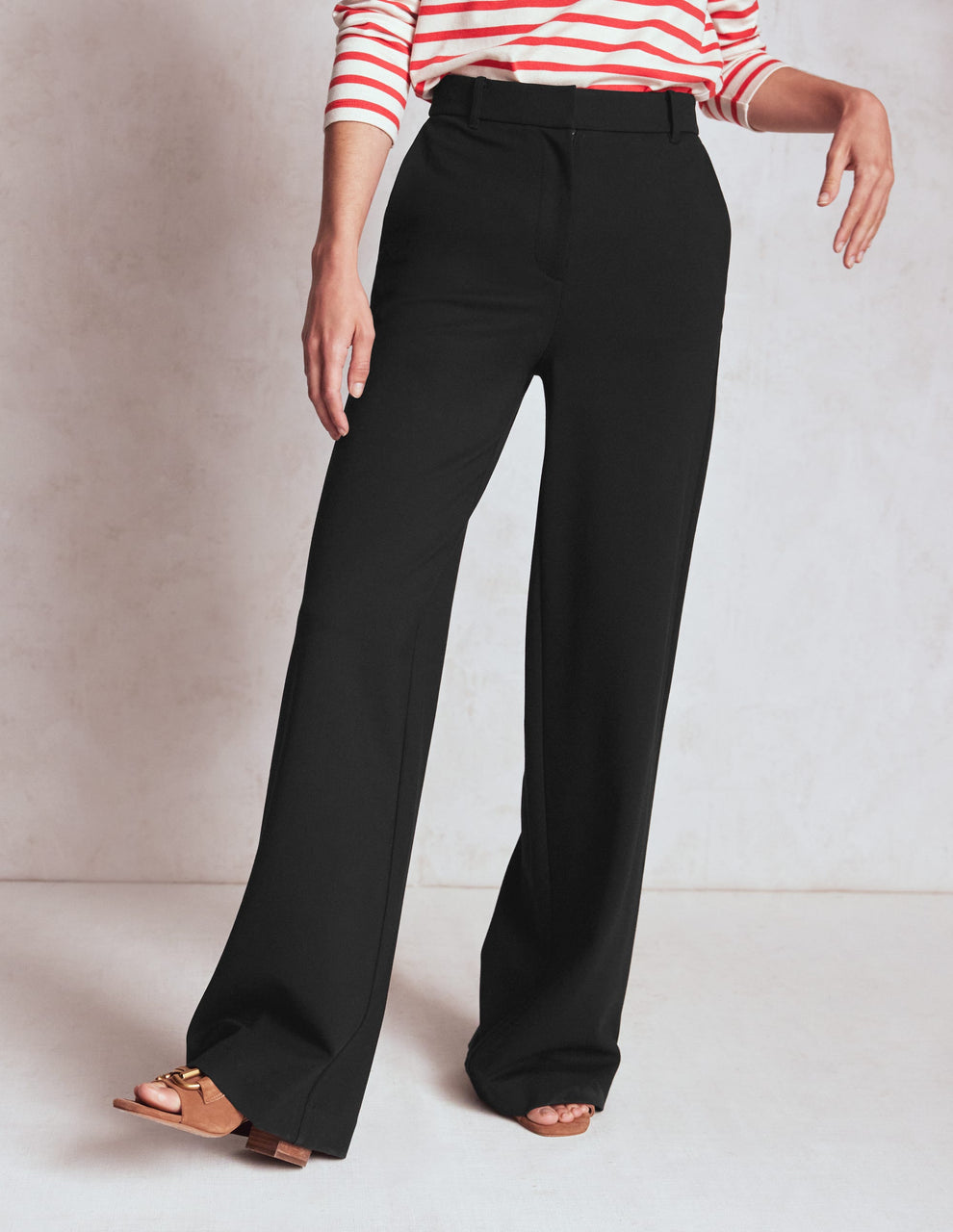Boden Wide-Leg Ponte Pants in Black | Size 8P