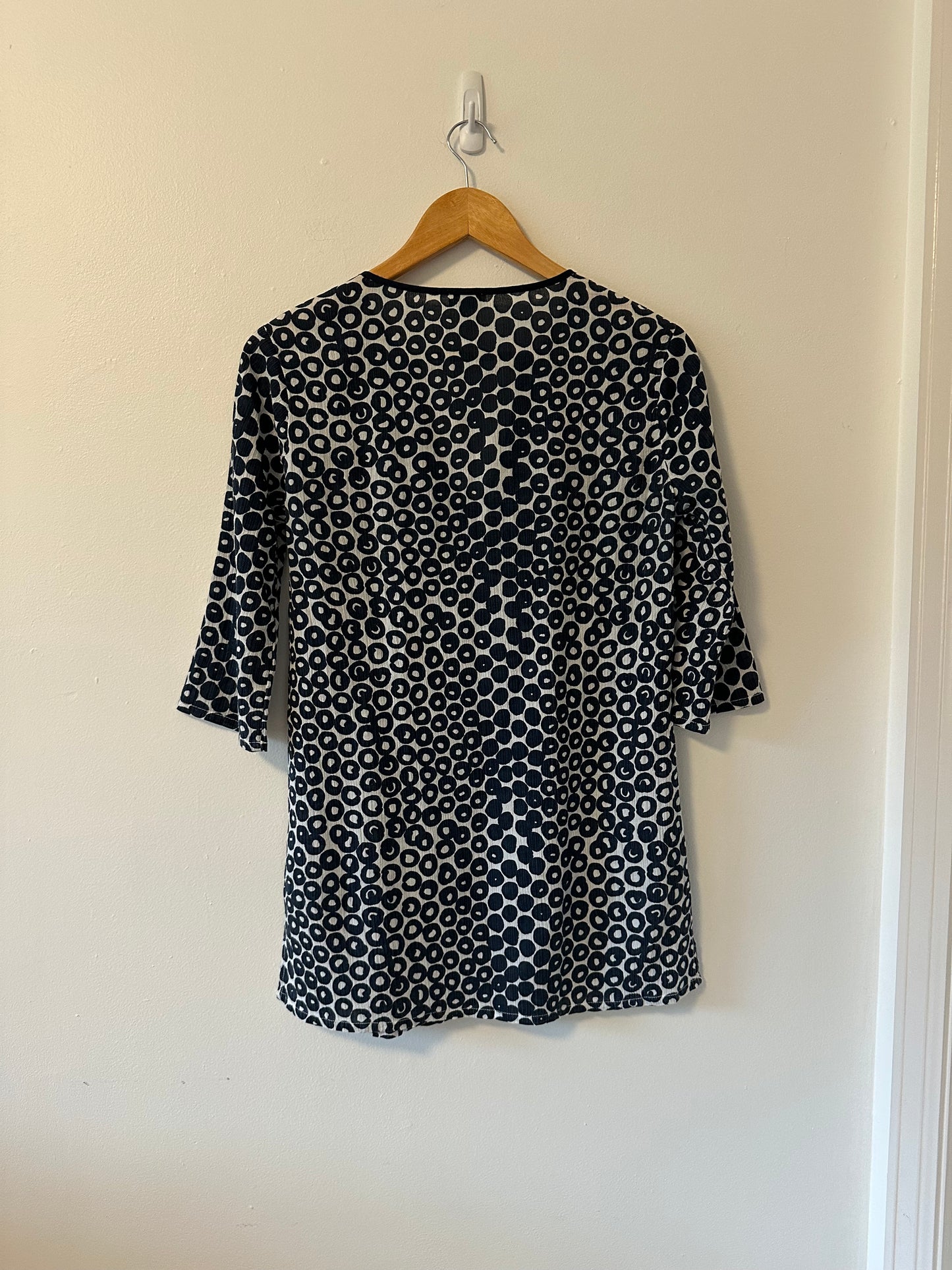 J. Crew - Navy and White Geometric Pattern Tunic Top | Size XXS Petite
