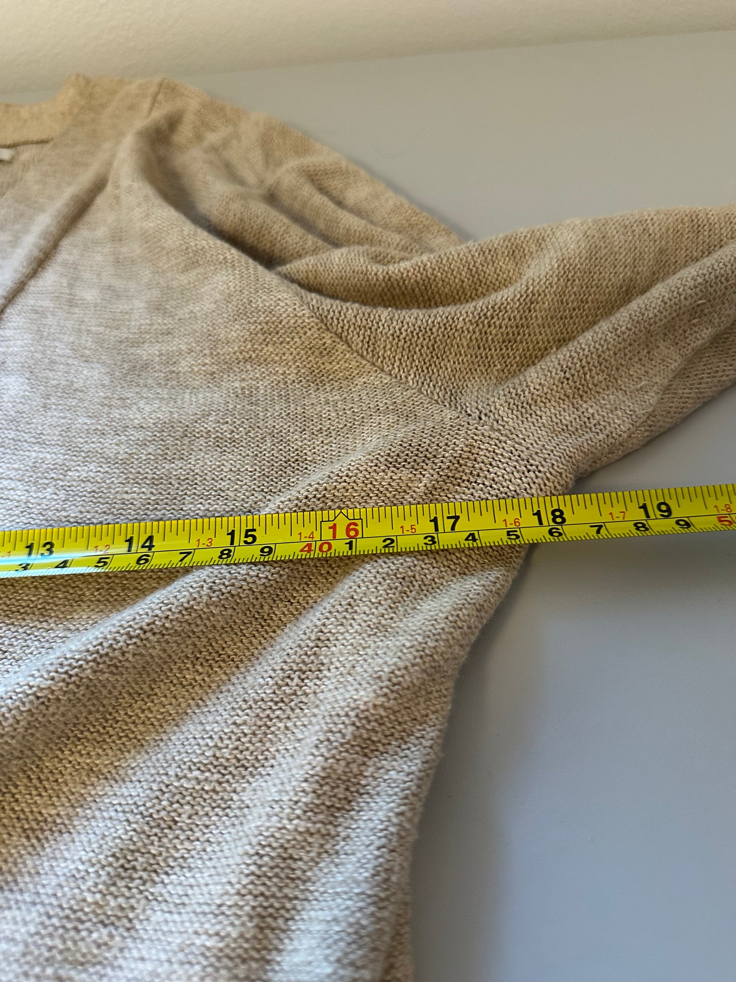 J. Crew Tiered Ruffle Sleeve Tan Open Cardigan Sweater | Size Small