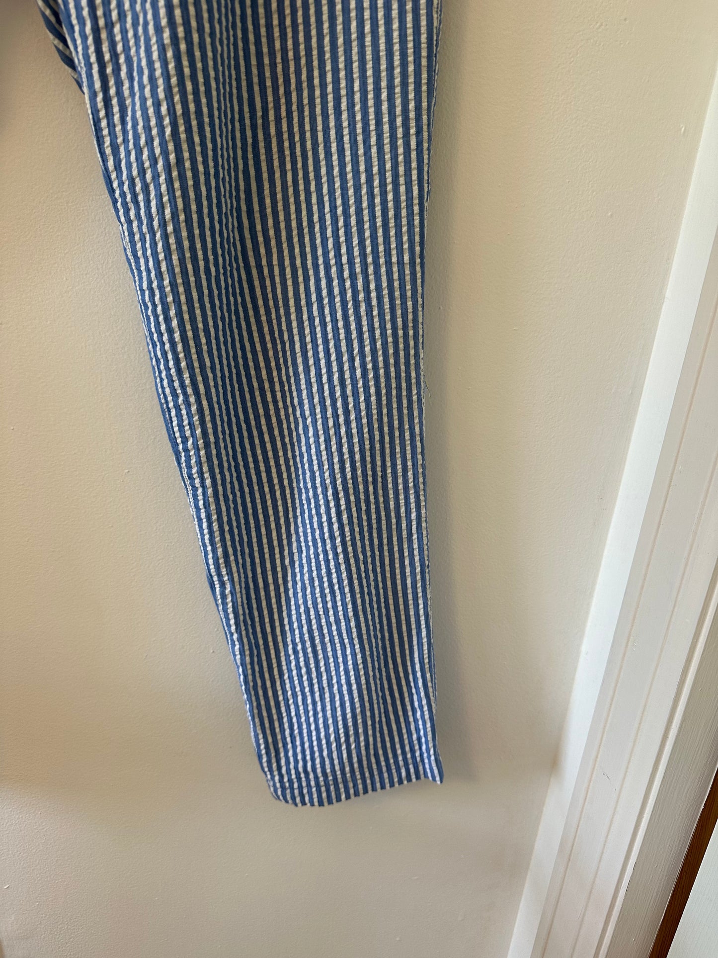 Vineyard Vines Women’s Blue and White Seersucker Pants - Size 8