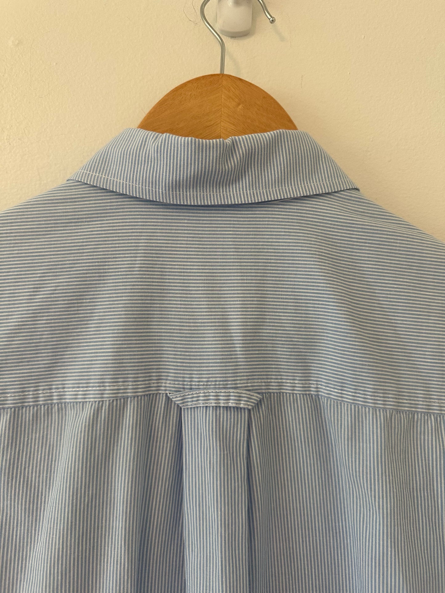 Finley Jenna Striped Ruffle Shirt Dress in Blue and White - Size Medium