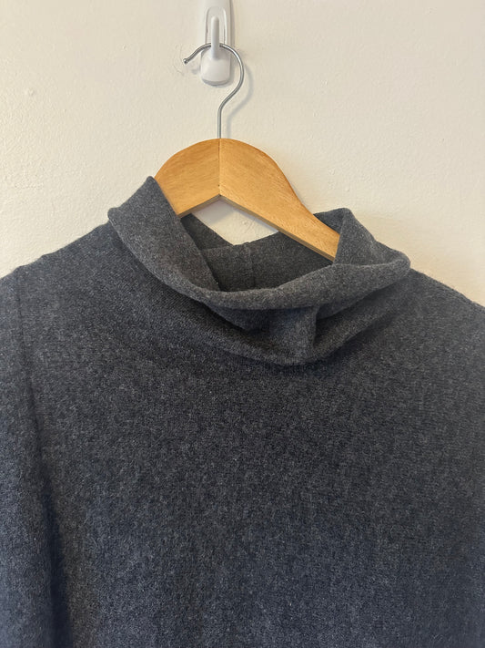 Anthropologie Cashmere Funnel Neck Sleeveless Dark Gray Knit Turtleneck | Size XS