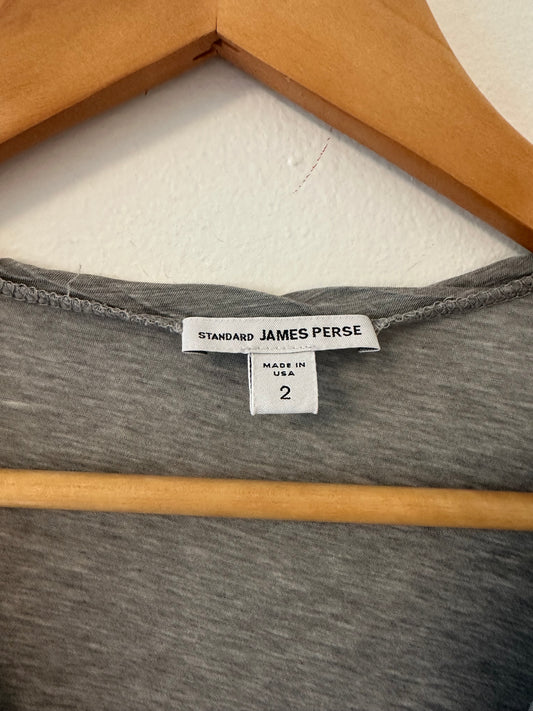 James Perse Gray Twist V-Neck Women's T-Shirt - Size 2
