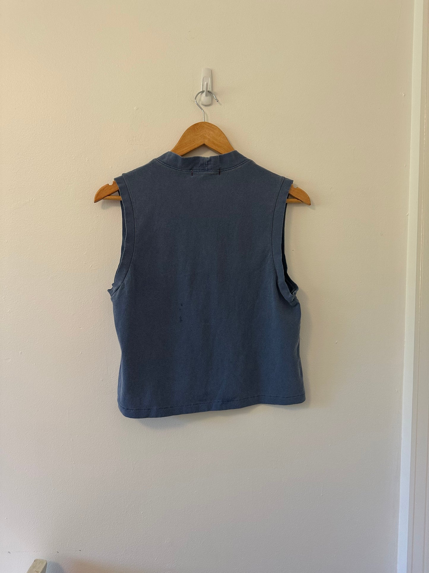 AMO Women's Aviva Blue Lace-Up Tank Top in Blue - Size Small