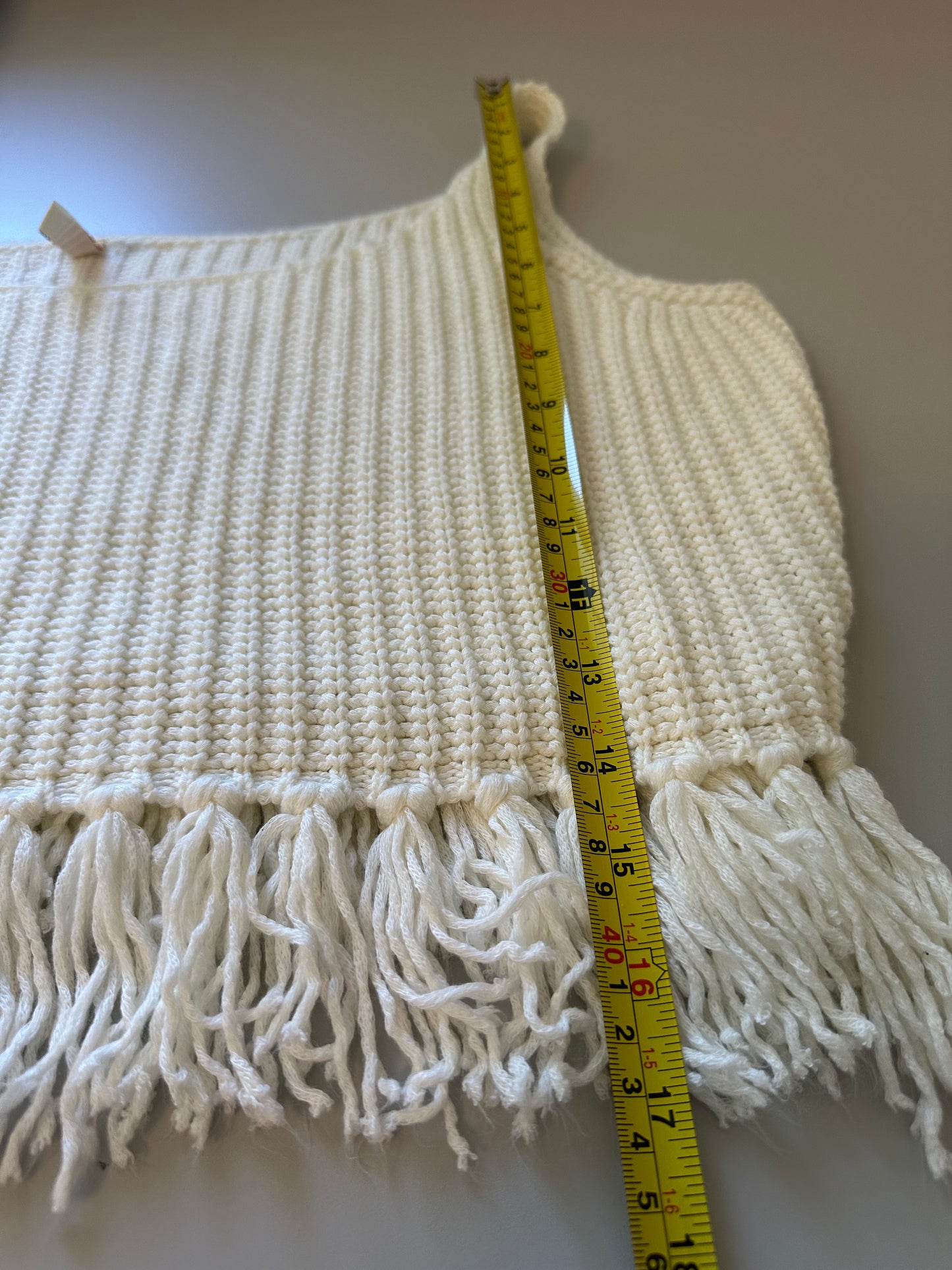 RAGA Ivory Knit Fringe Tank Top | Size Large