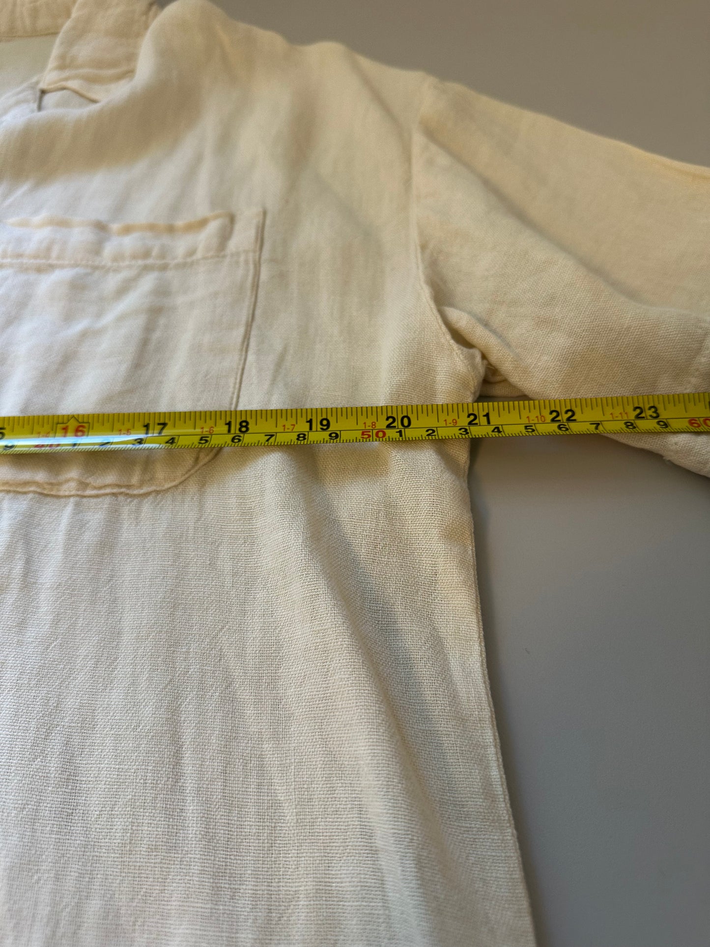 Thread & Supply Off-White Collared Linen Blend Shirt | Size Medium