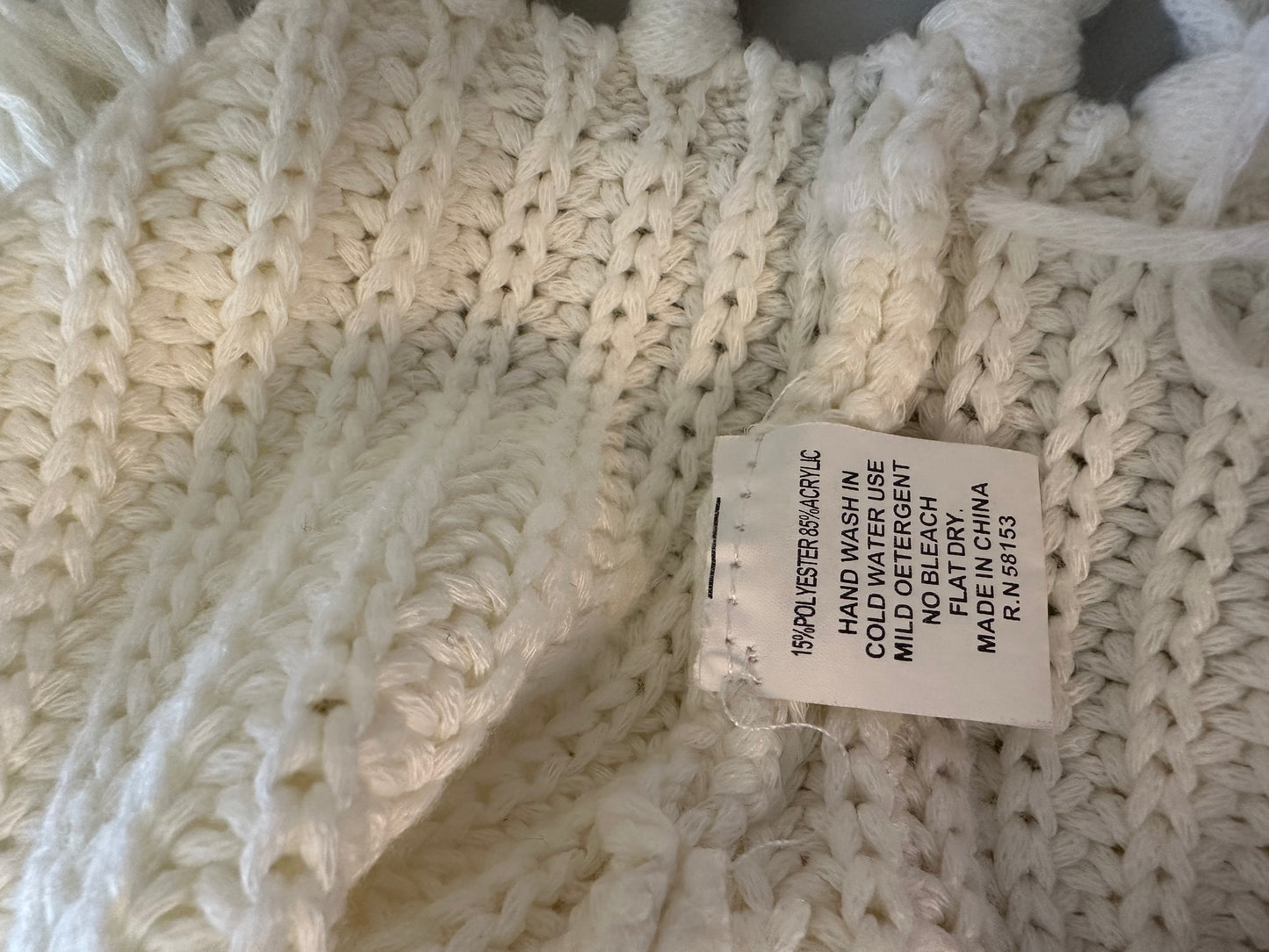 RAGA Ivory Knit Fringe Tank Top | Size Large