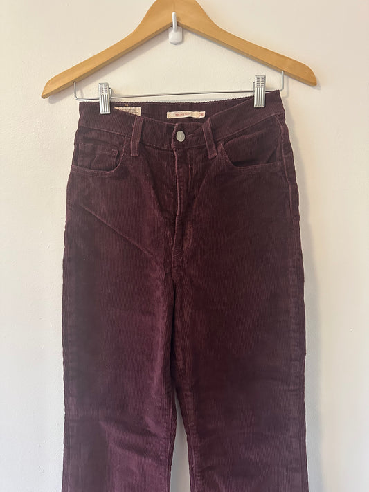 Levi's Ribcage Bootcut Deep Burgundy Corduroy Jeans | Size 26