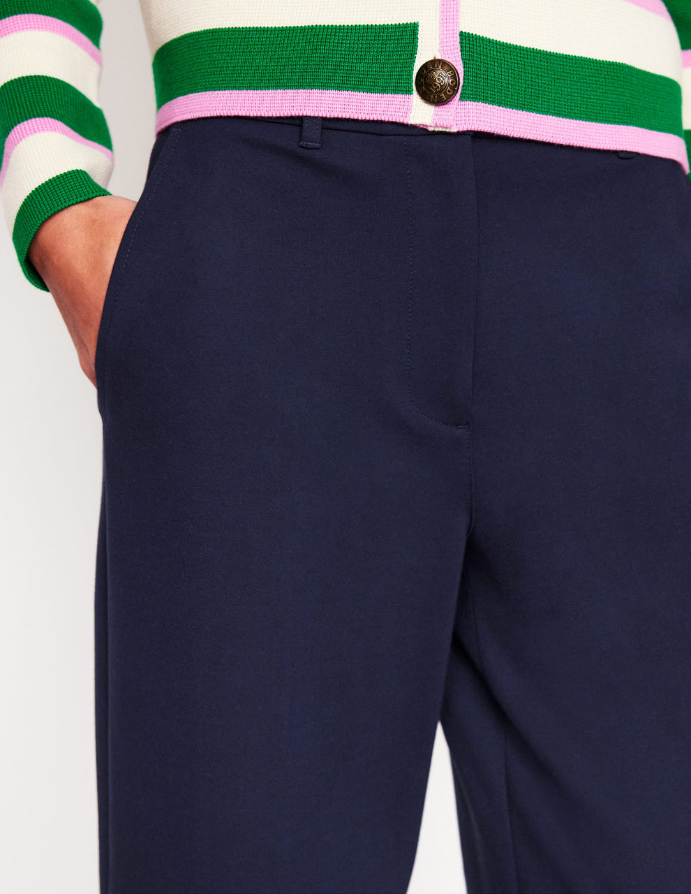 Boden Wide-Leg Ponte Pants in Navy | Size 12P