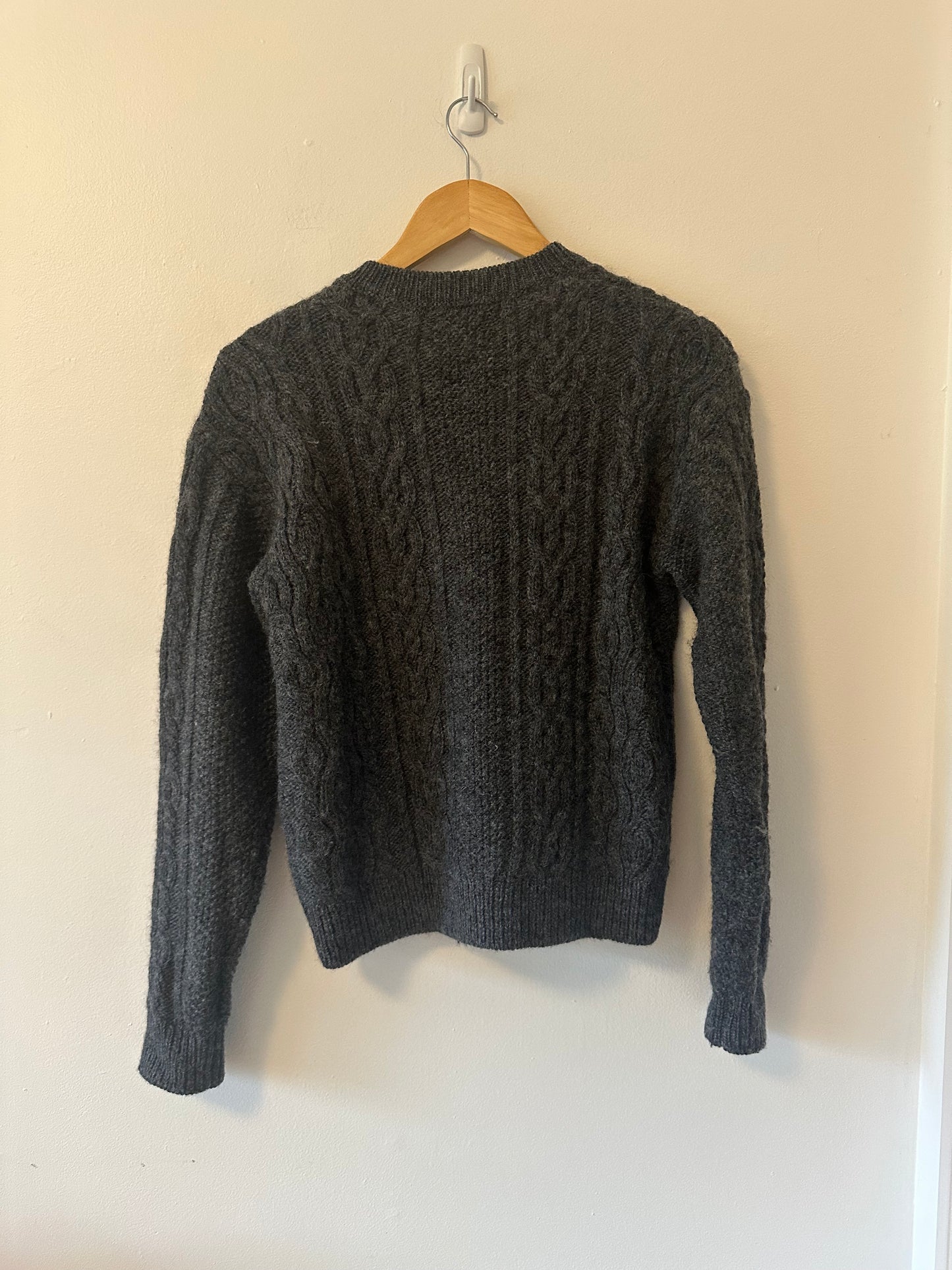 Uniqlo Dark Gray Cable Knit Wool Blend Cardigan | Size XS