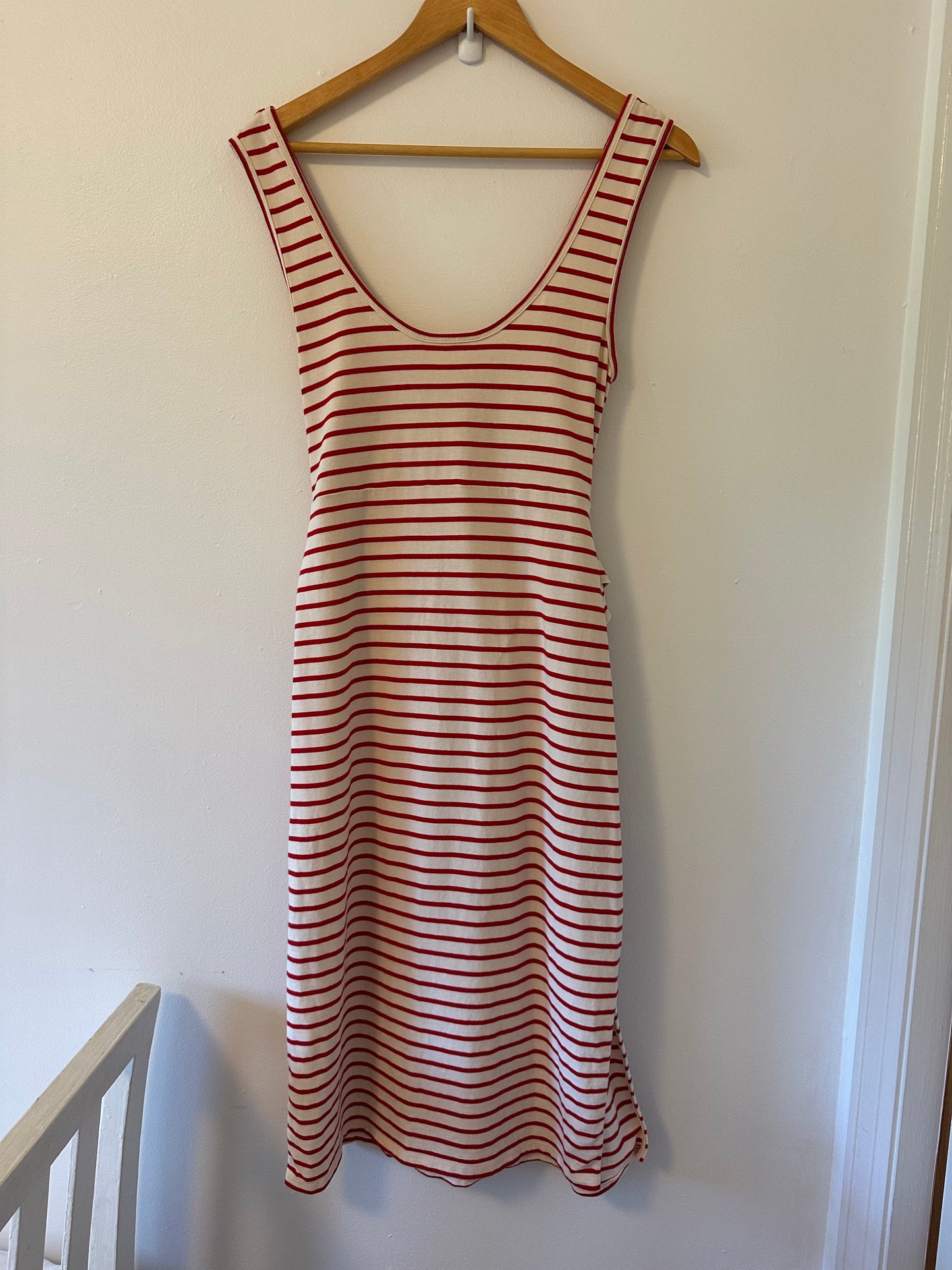 Maeve Striped Red and White Sleeveless Dress Size Medium
