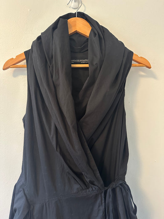 All Saints Black Cowl Neck Sleeveless Bubble Hem Cotton Mini Dress | Size 8