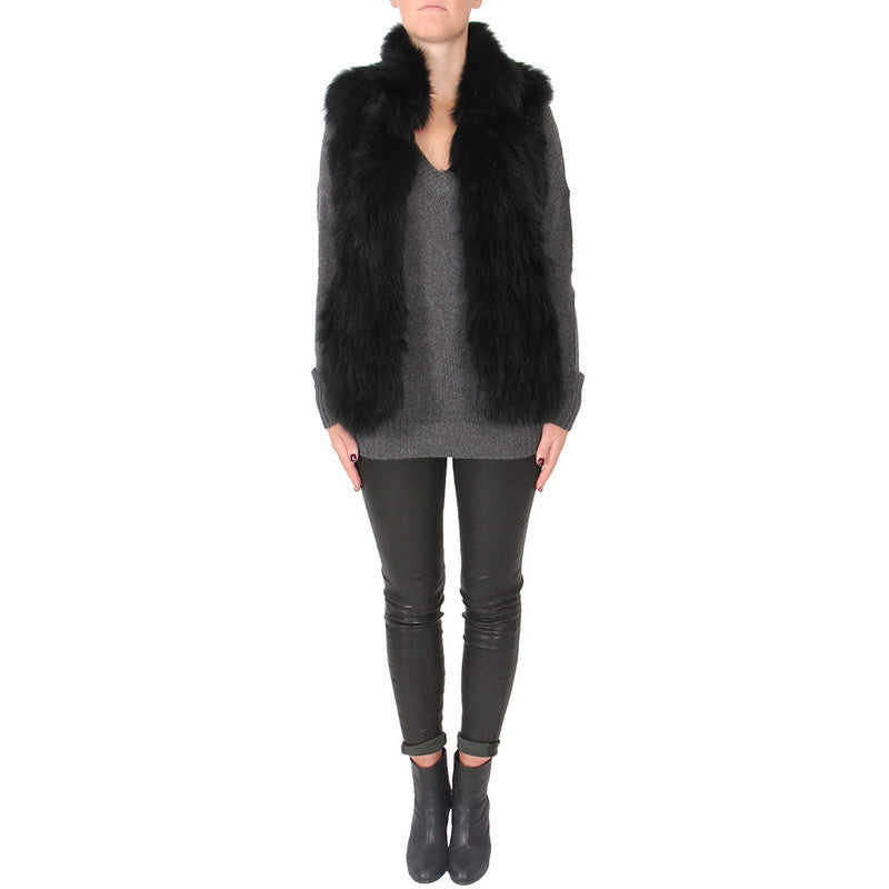Theory Black Faux Fur Teddy Vest - Size Small