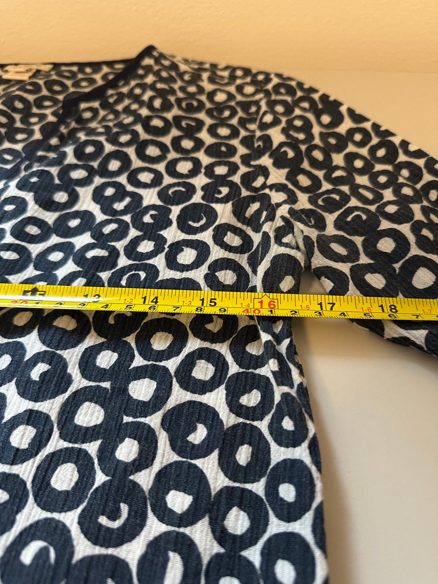 J. Crew - Navy and White Geometric Pattern Tunic Top | Size XXS Petite