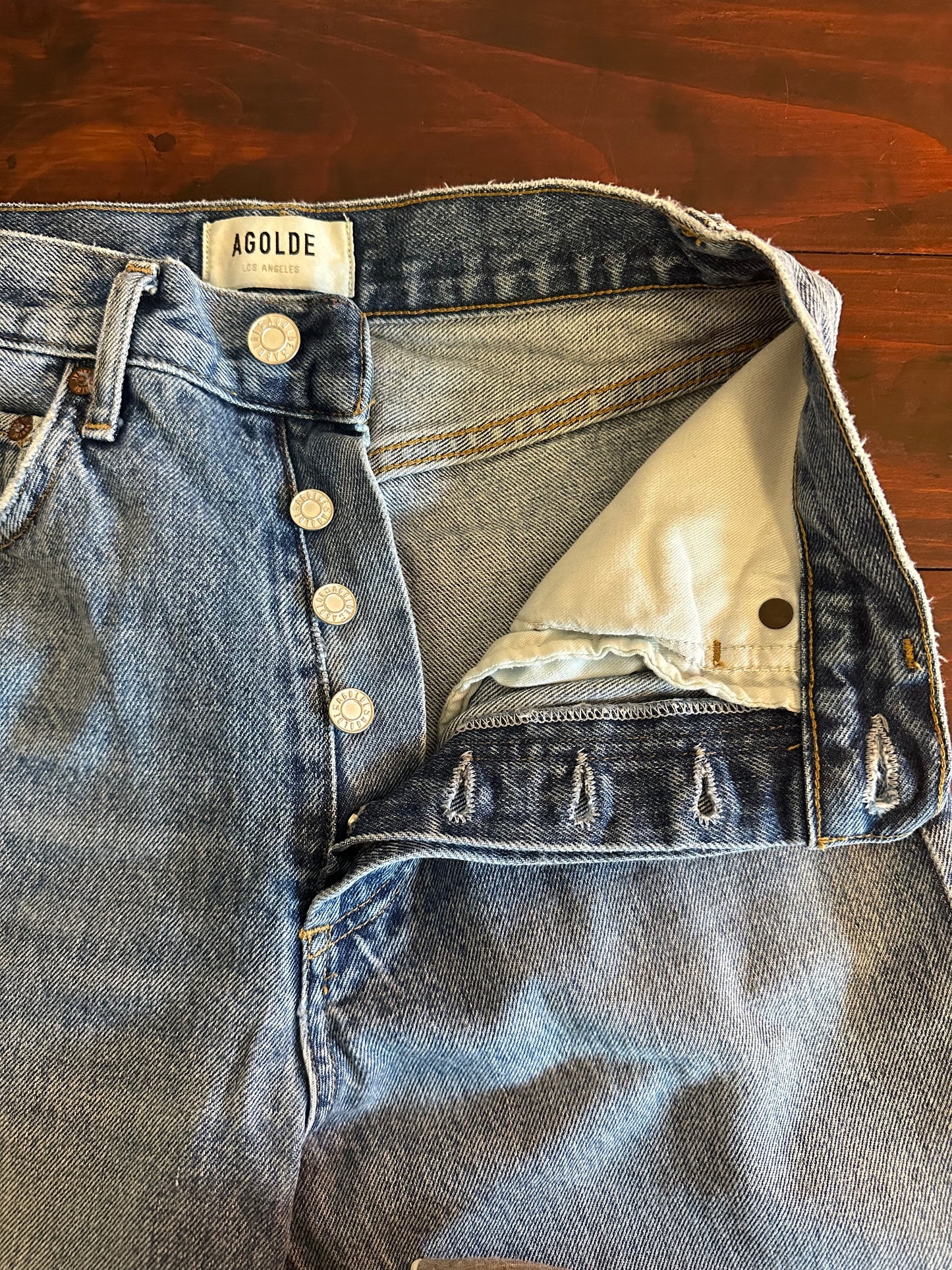 Agolde Classic Blue Denim 90s Pinch Waist Jeans - Size 24