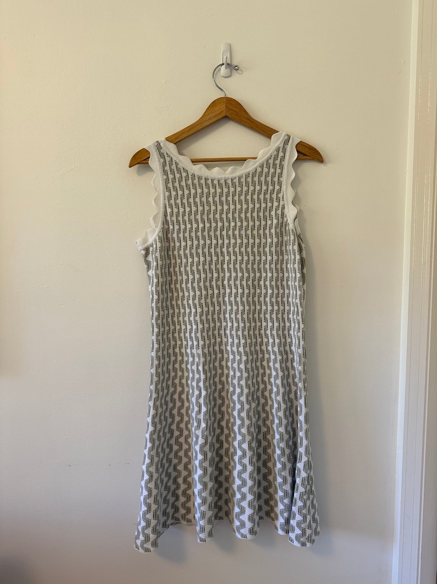 Nic+Zoe Spring Fling Metallic Twirl Dress - White and Silver | Size Extra Large