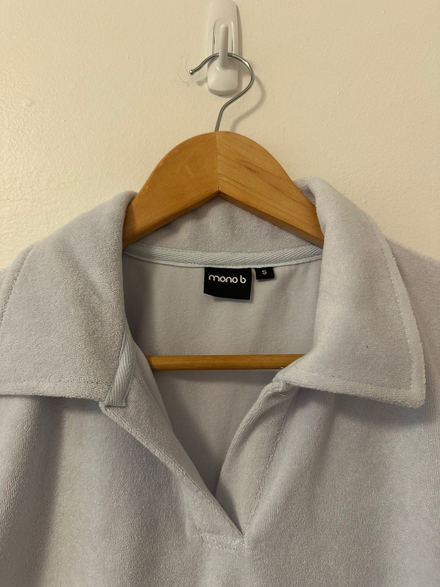 Mono B - Light Blue Terrycloth Polo and Shorts Set | Size Small