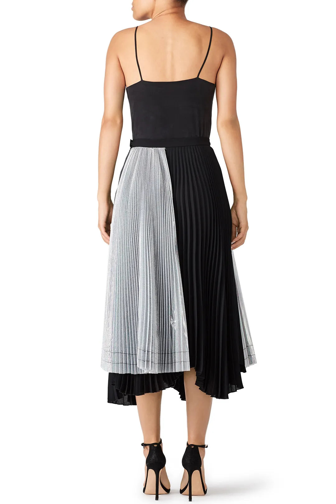 Delfi Collective Eliza Asymmetrical Black and Silver Skirt - Size Medium