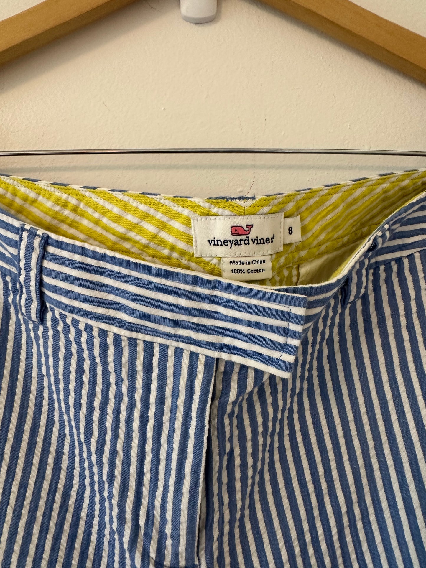 Vineyard Vines Women’s Blue and White Seersucker Pants - Size 8
