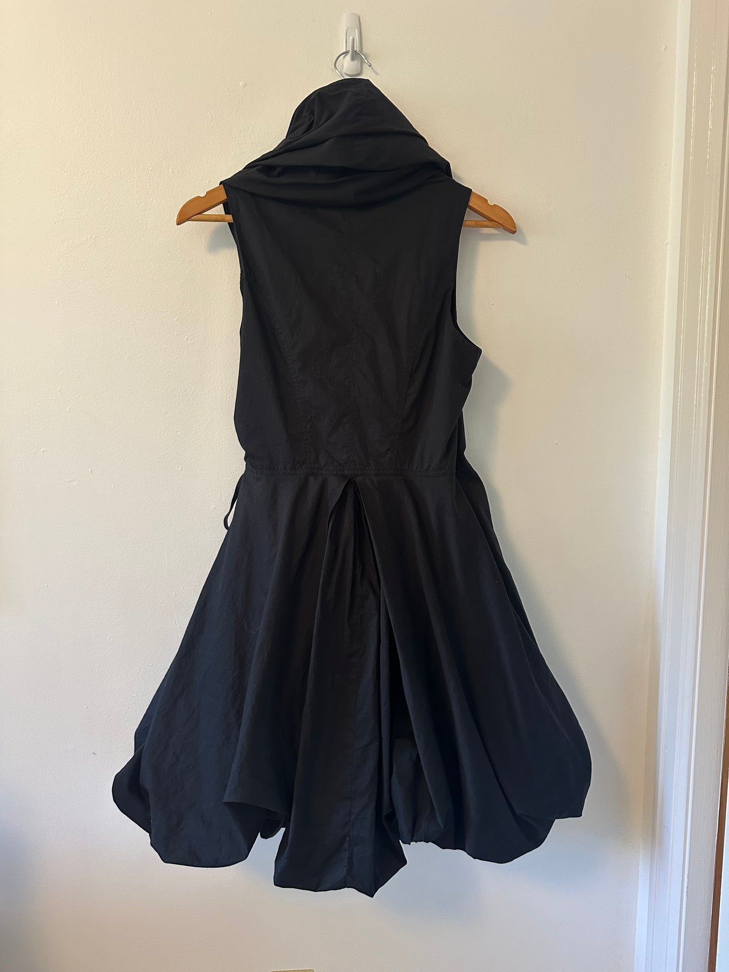 All Saints Black Cowl Neck Sleeveless Bubble Hem Cotton Mini Dress | Size 8
