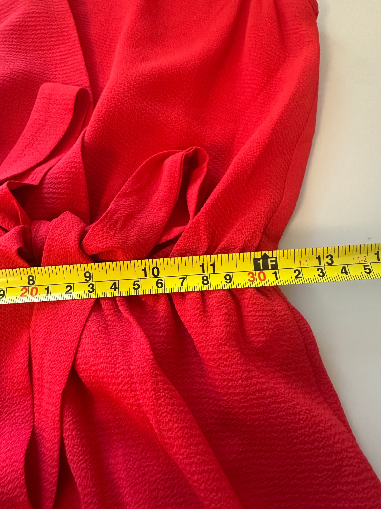 Monteau Red Wrap Tie Front V-Neck Mini Dress | Size Medium