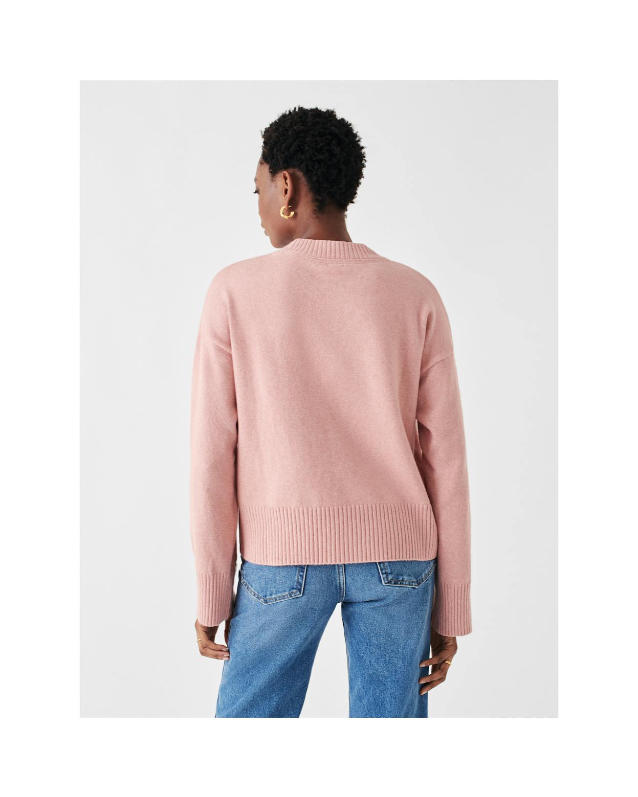 Faherty Jackson Crewneck Sweater in Rose Ash | Size XS