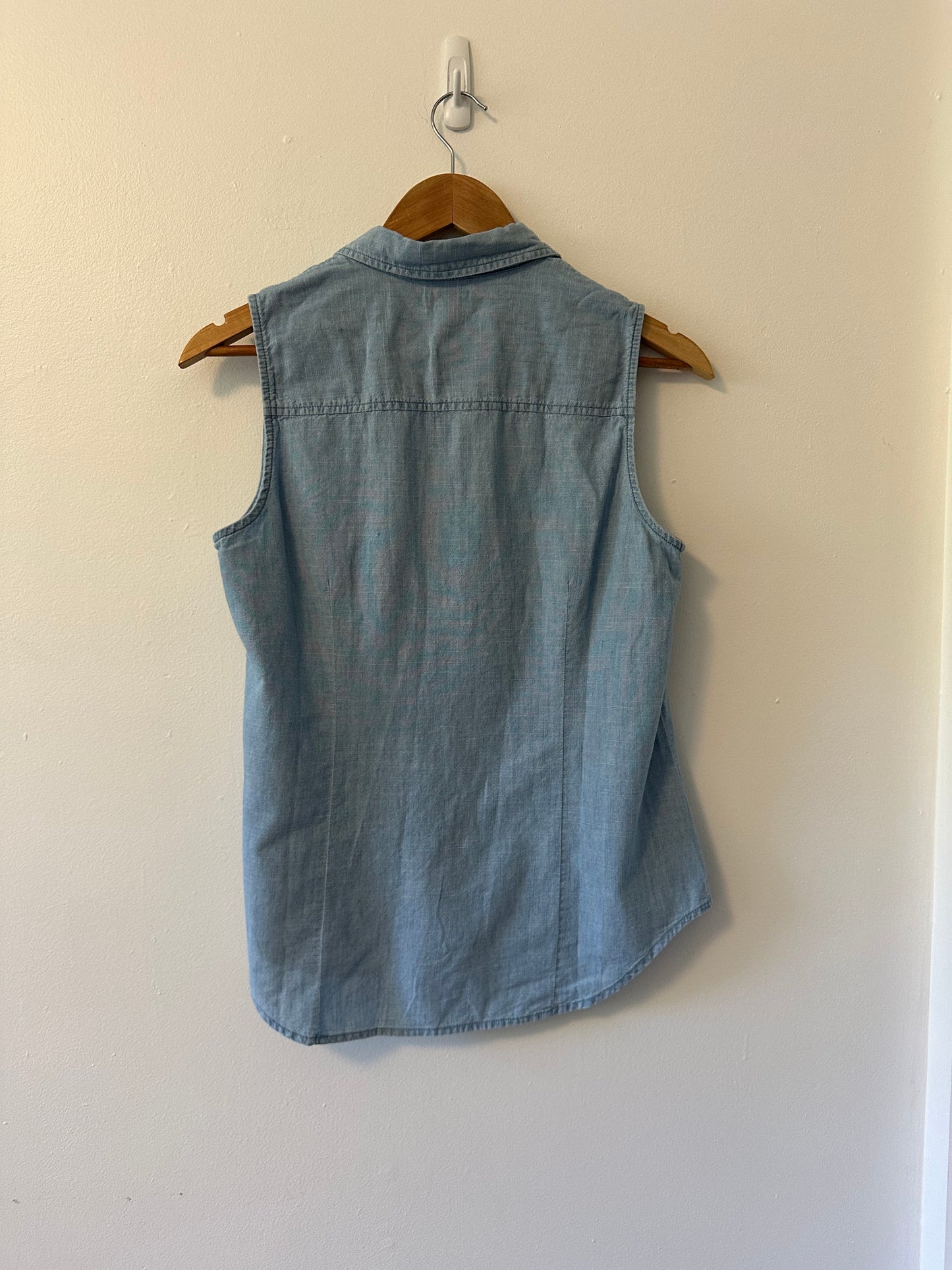 J. Crew Women's Blue Sleeveless Button Down Cotton Shirt | Size Small