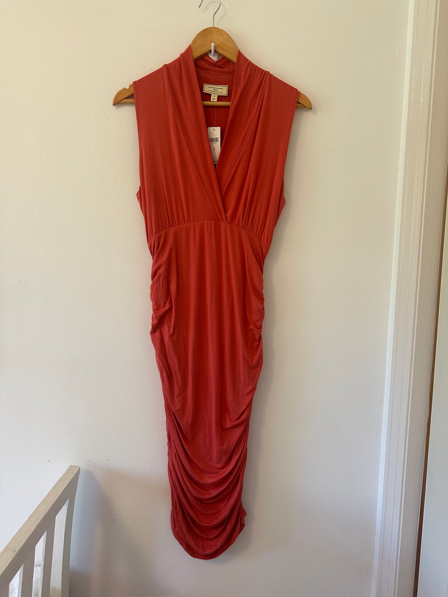 NWT Anthropologie Ruched Marissa Coral Column Dress - Size Medium