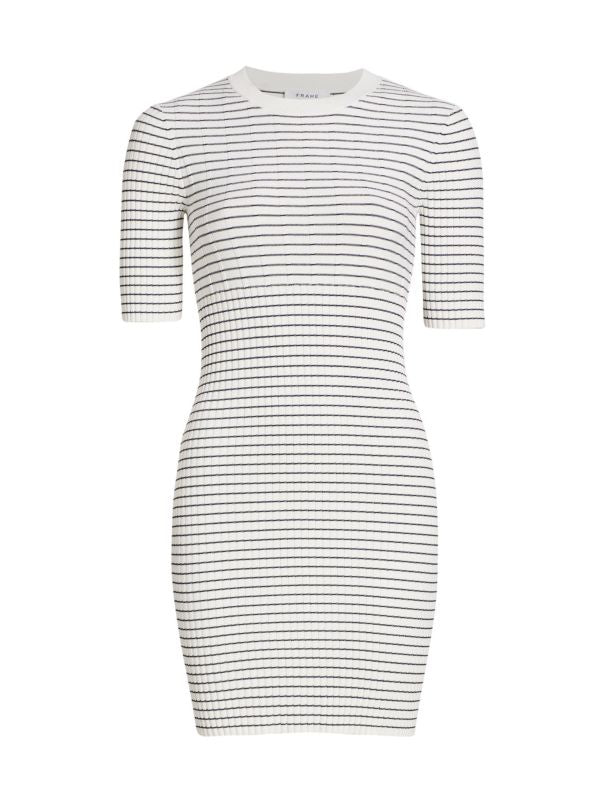 Frame Striped Black and White Knit Mini Dress | Size Extra Large