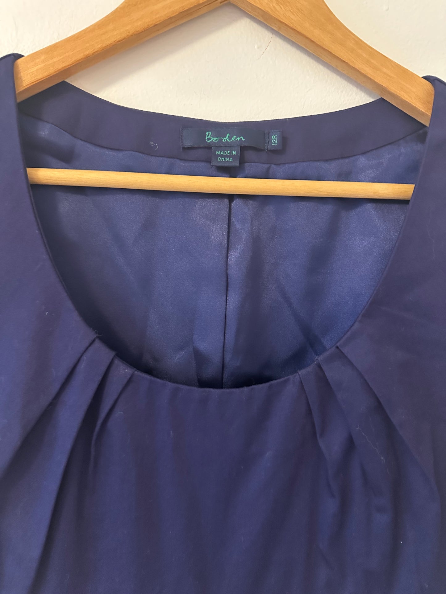 Boden Colorblock Purple and Navy Cap Sleeve Empire Waist Dress - Size 12