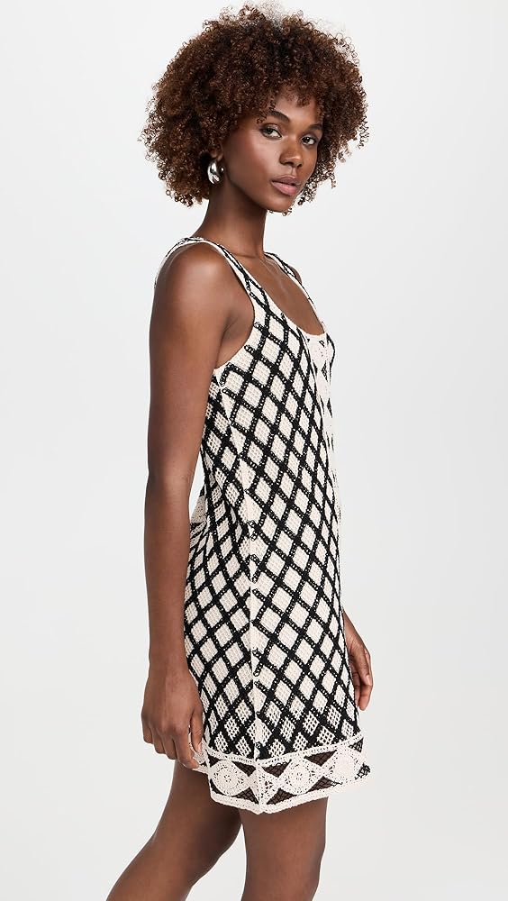 Z Supply Playa Dress in Black and Cream Crochet - Size Medium