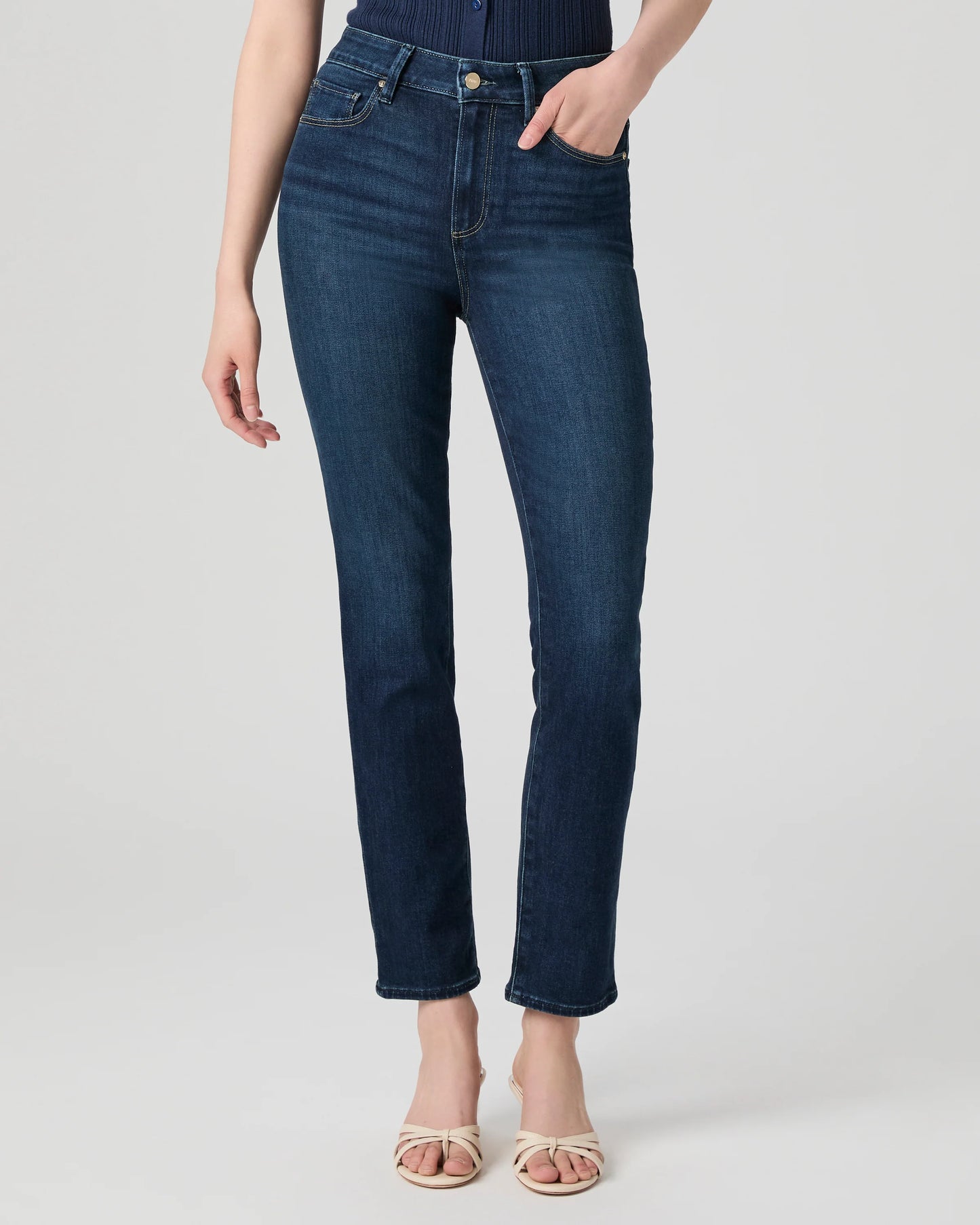 PAIGE High Rise Gemma Dark Blue Skinny Jeans | Size 28