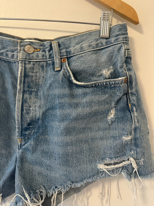 Agolde Parker Distressed Denim Shorts - Size 28