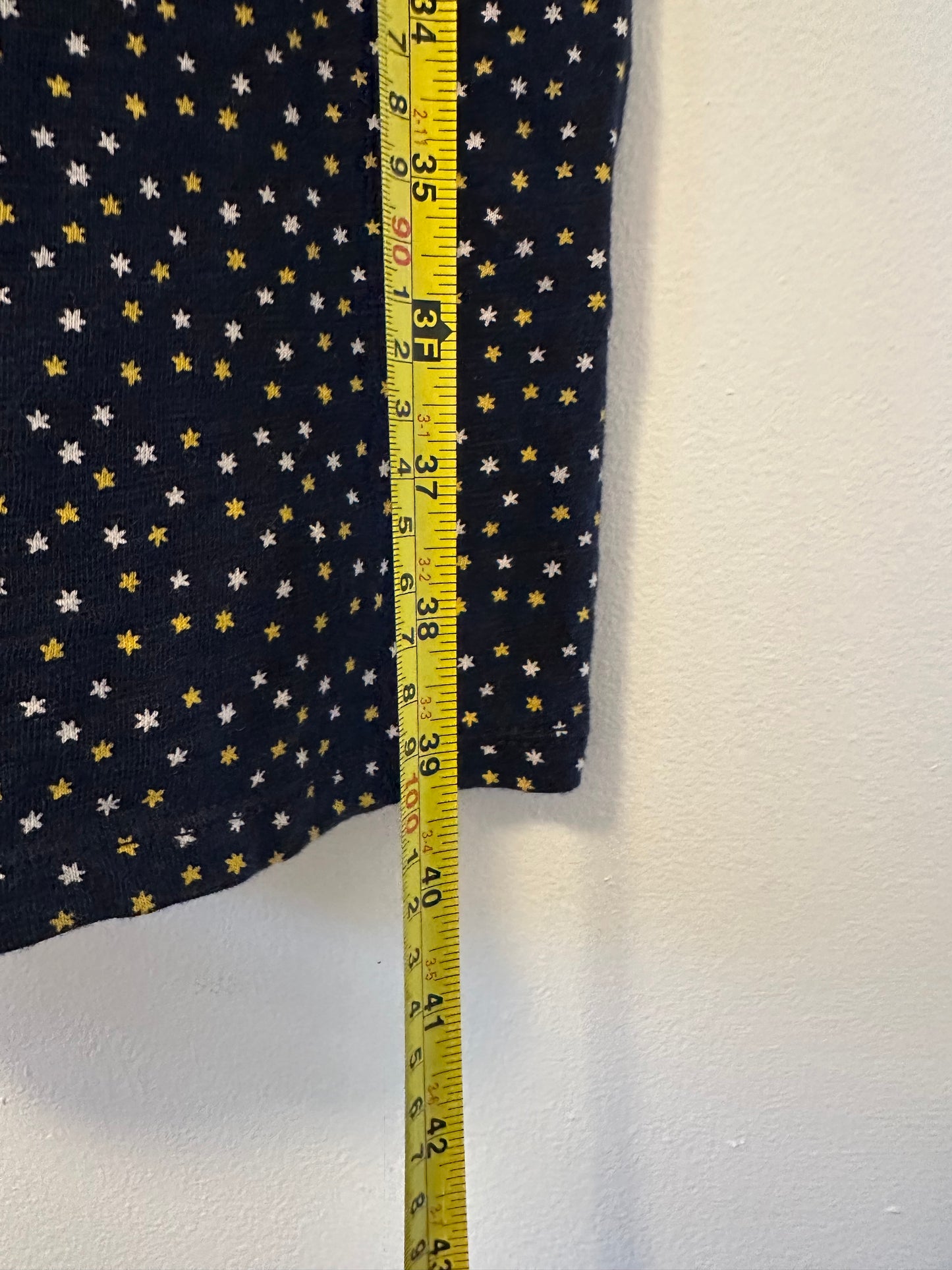 Boden Navy T-Shirt Dress with Yellow and White Star Print - Size 12