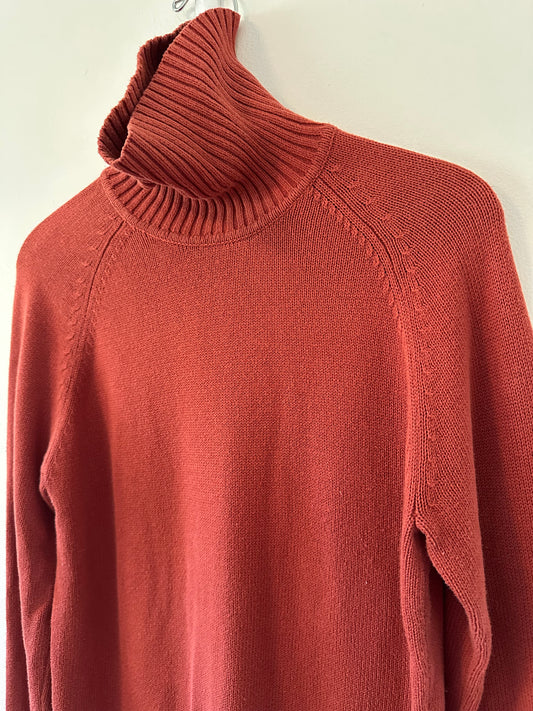 JEANNE PIERRE Women's Rust Cotton Turtleneck Sweater | Size Large
