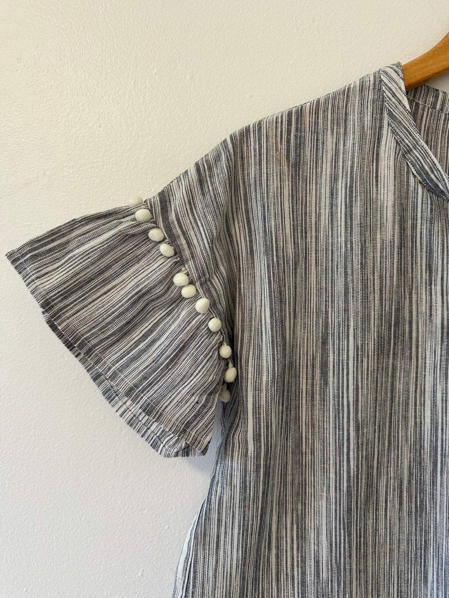 Blue Rain Striped Gray Women's Top - Size Small