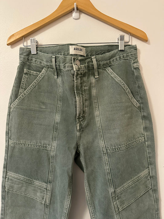 Agolde Cooper Cargo Straight Leg Cotton Jeans in Salamander | Size 28