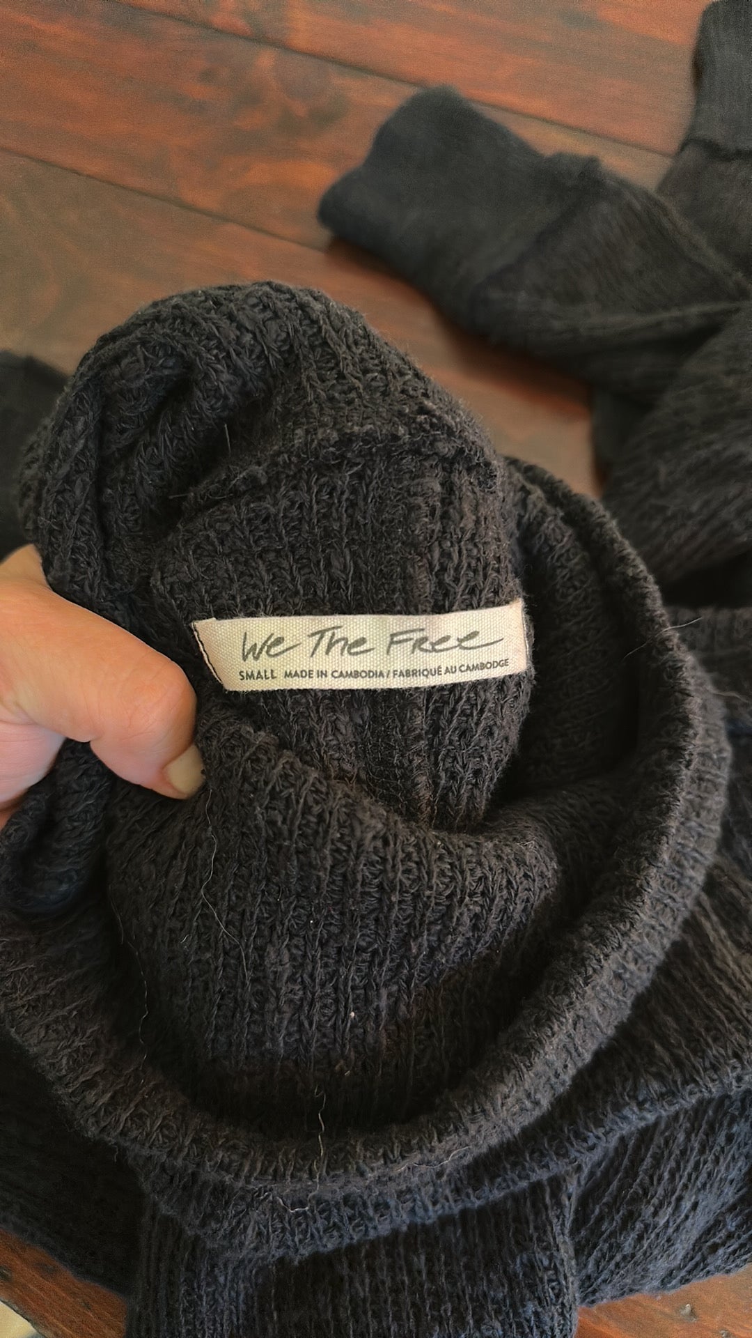 We The Free Black Oversized Ribbed Turtleneck Sweater - Size Small