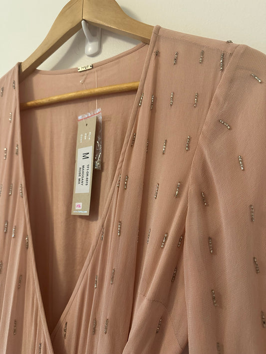 NWT Chan Luu Embellished Blush Pink Wrap Dress Size Medium