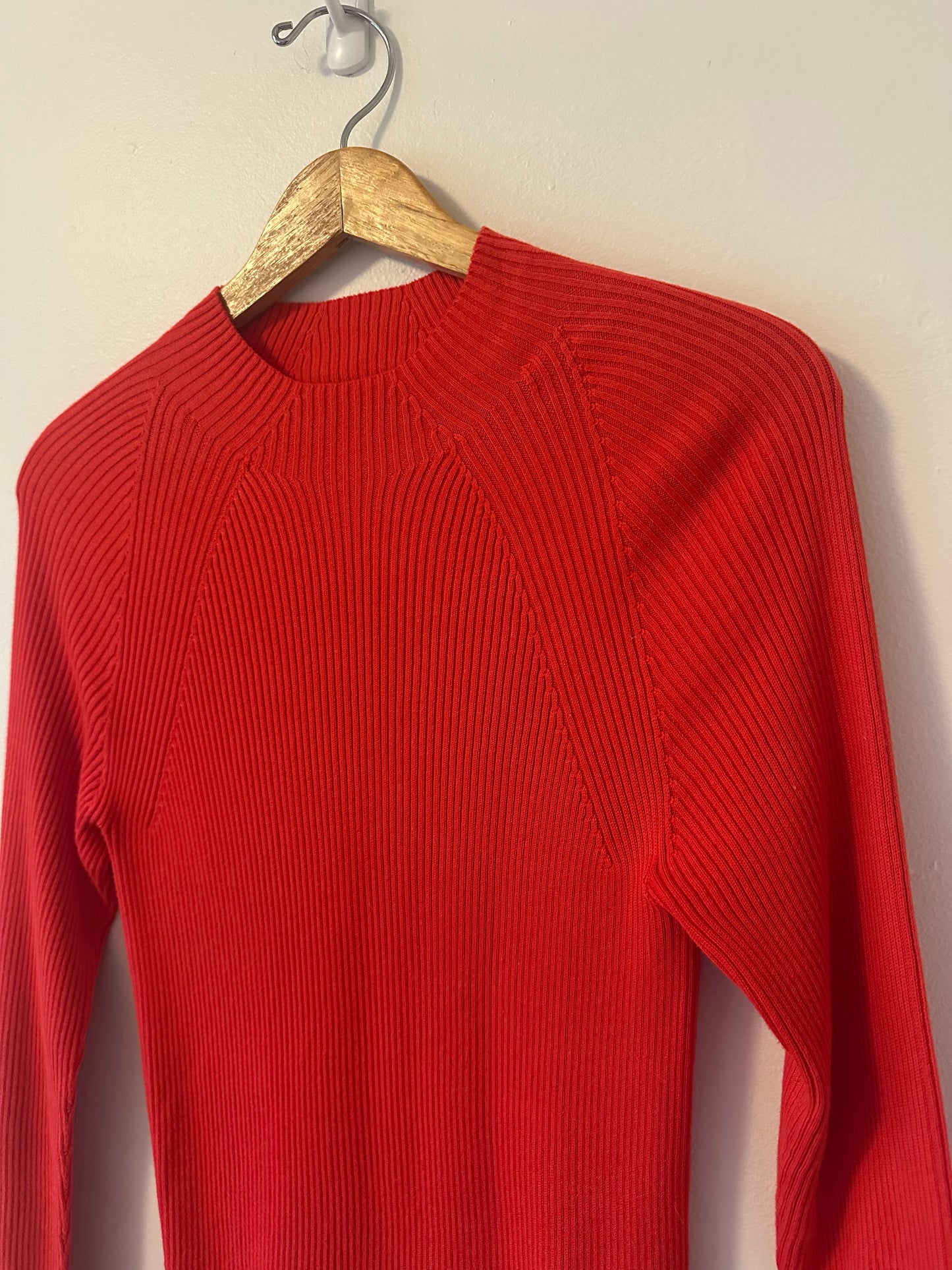 Boden Poppy Red Women's Ribbed Lightweight Cotton Sweater | Size 8