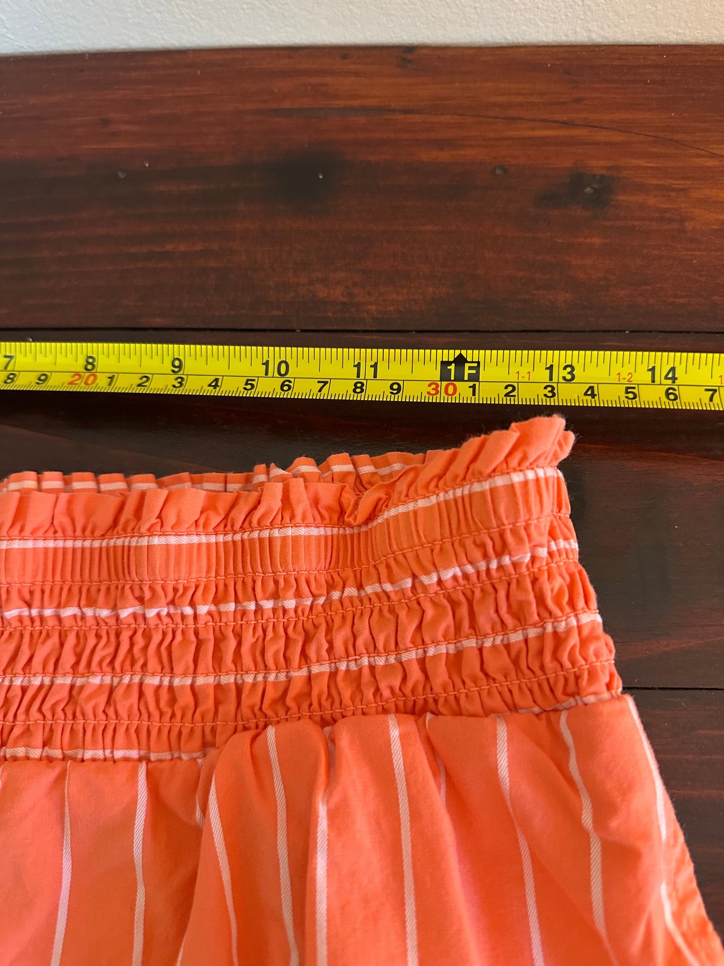 a new day Women's High Waist Coral Striped Shorts - Size Medium