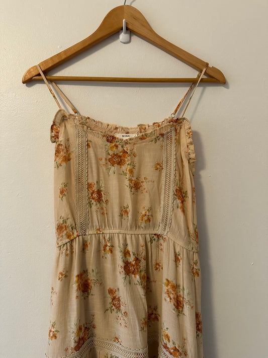 Mine - Floral Beige Maxi Dress | Size Small