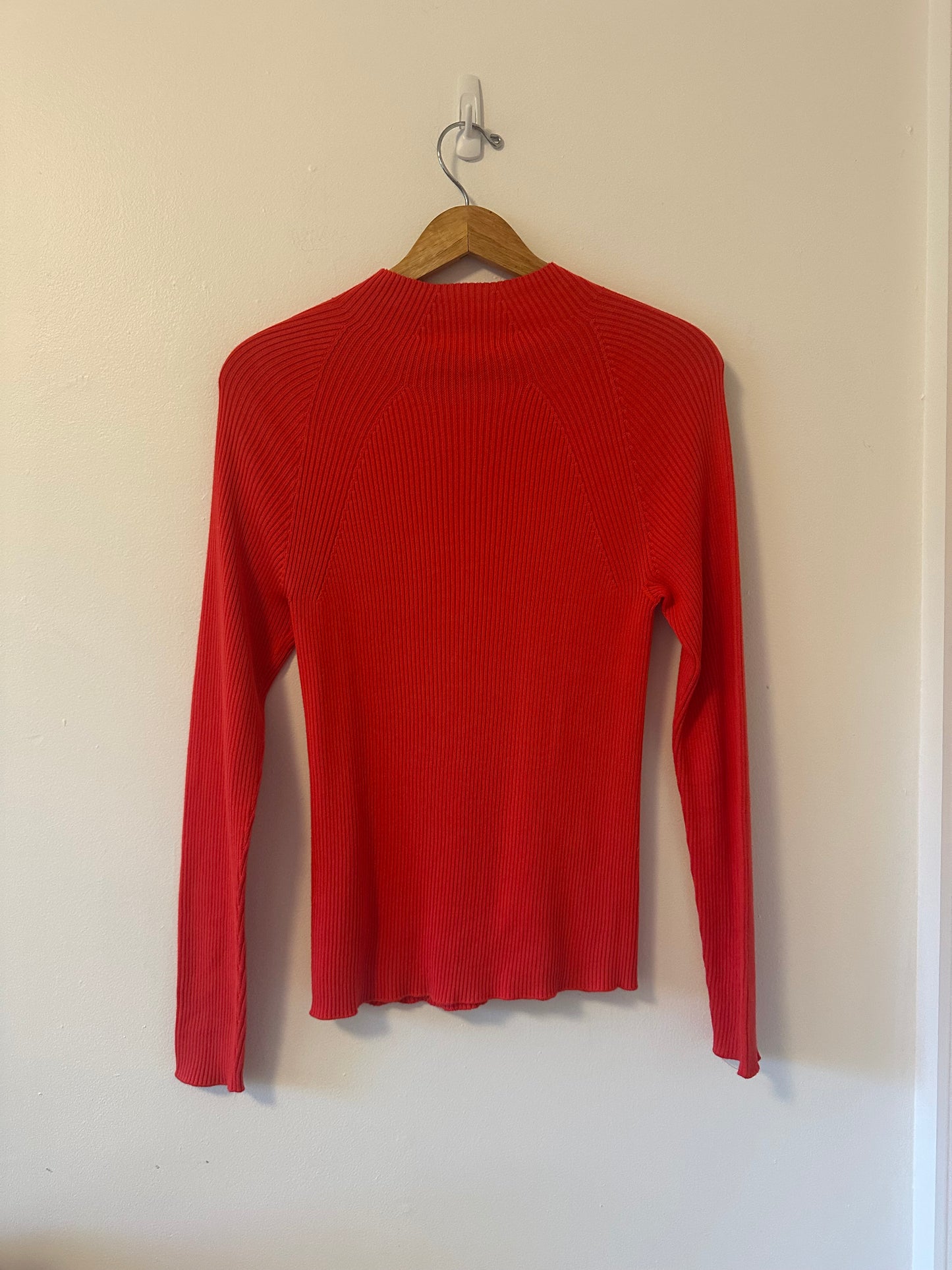Boden Poppy Red Women's Ribbed Lightweight Cotton Sweater | Size 8