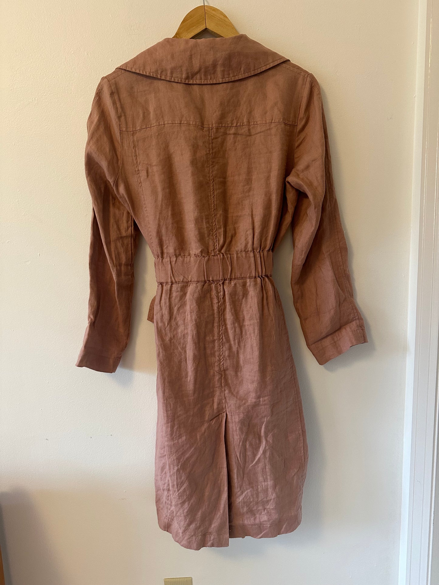 Cynthia Rowley Dusty Rose Linen Trench Coat | Size Small