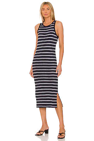 Michael Stars Ruby Dress in Striped Admiral Navy and Gray Size Large