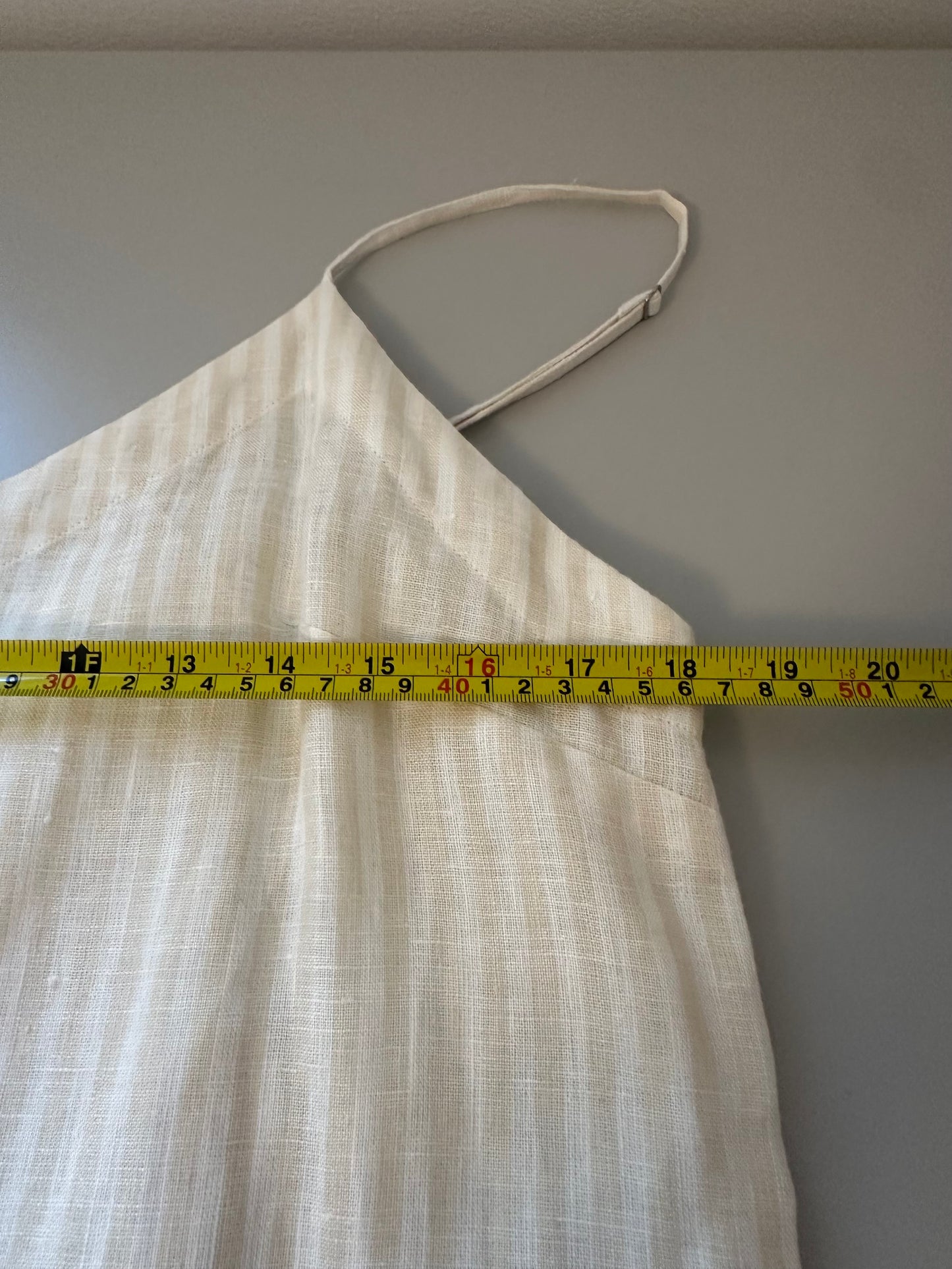 Laude the Label Suri Linen Slip Dress in Oatmilk Stripe | Size Medium/Large