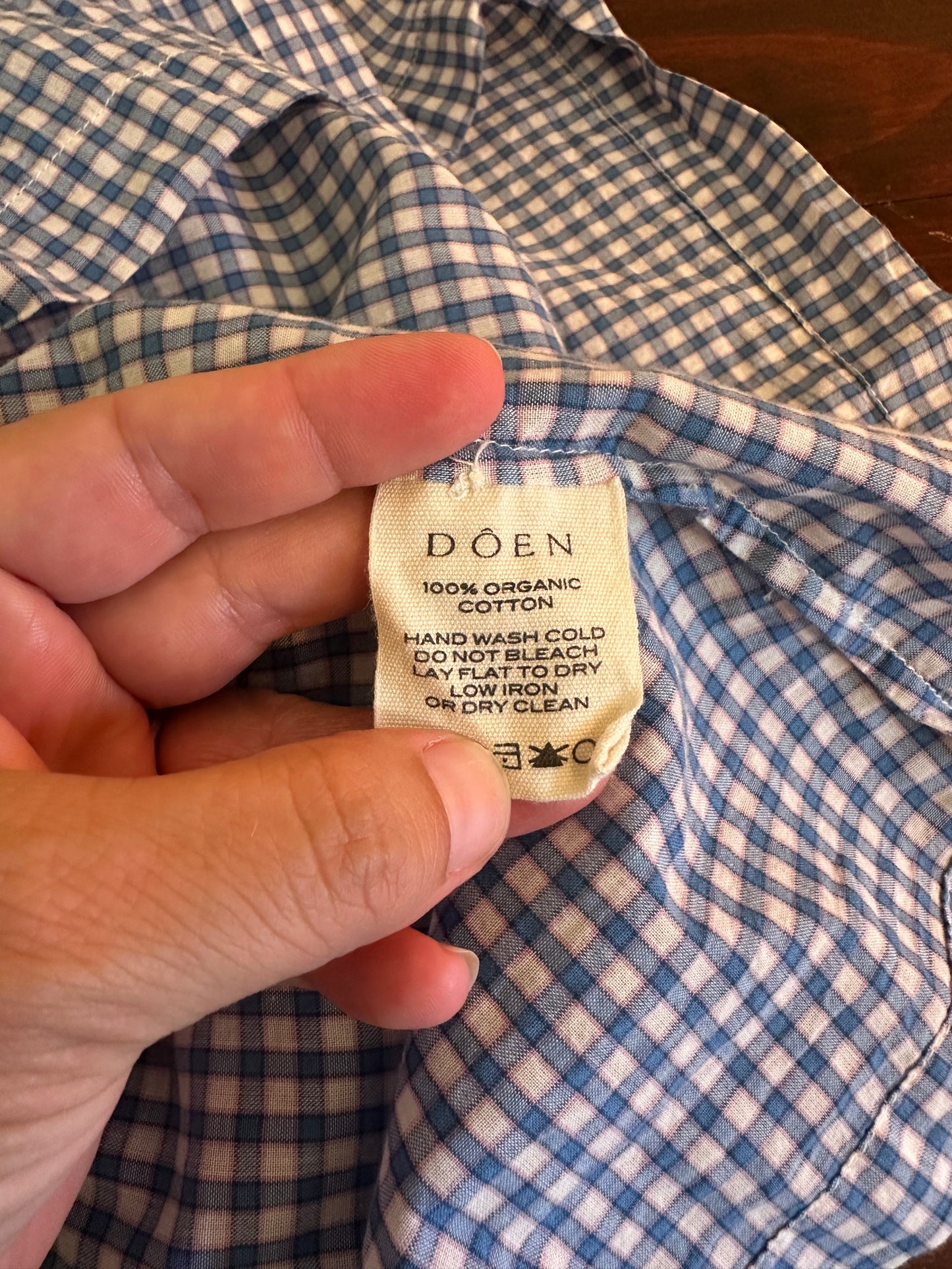 Doen June Gathered Gingham Organic Cotton Blouse - Size Small