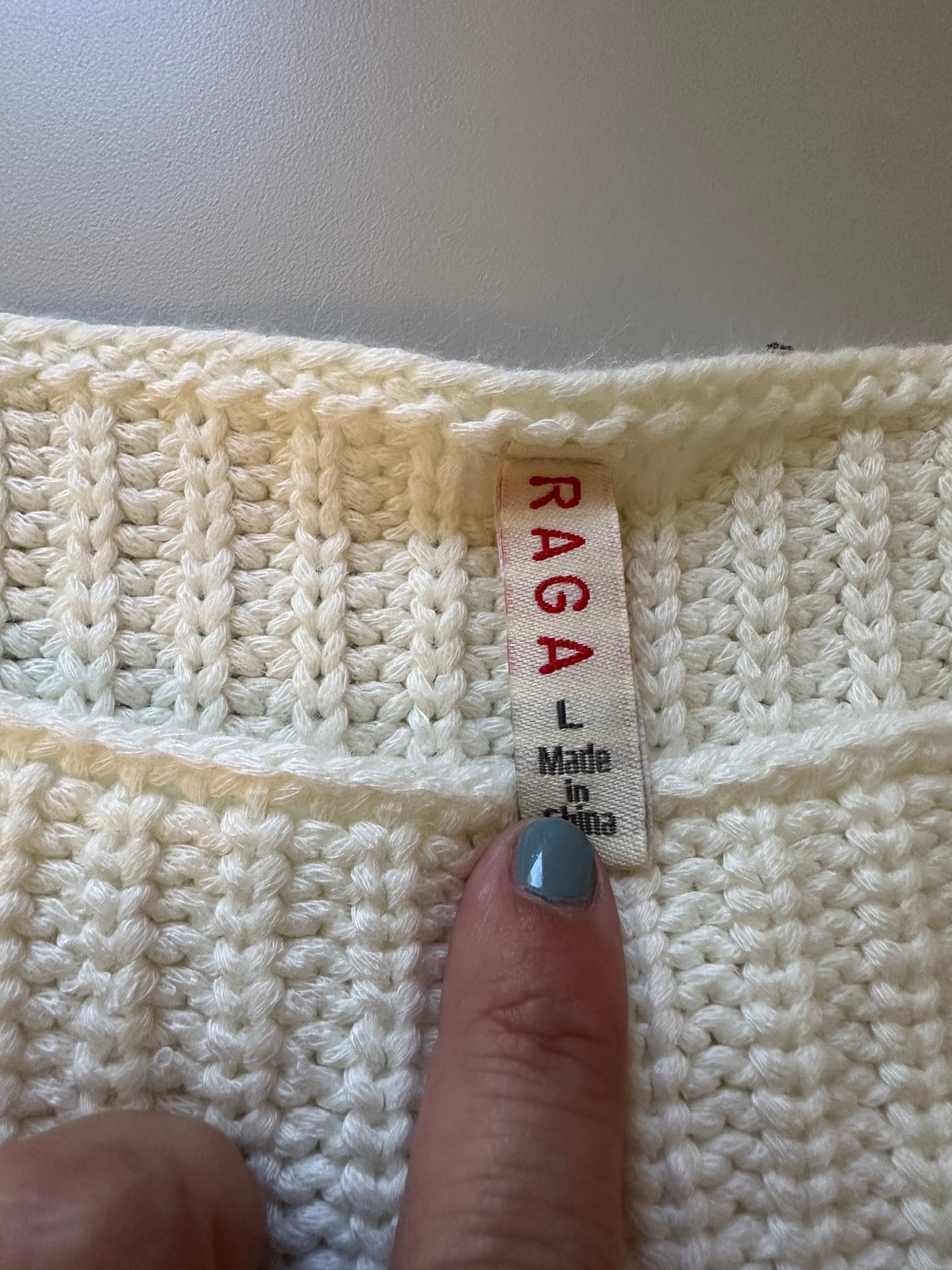 RAGA Ivory Knit Fringe Tank Top | Size Large