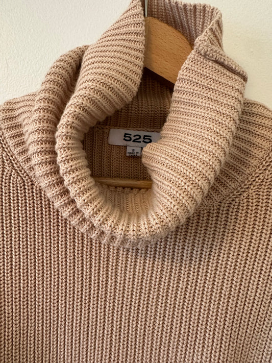 525 America Cozy Cotton Tan Turtleneck Sweater Size Small